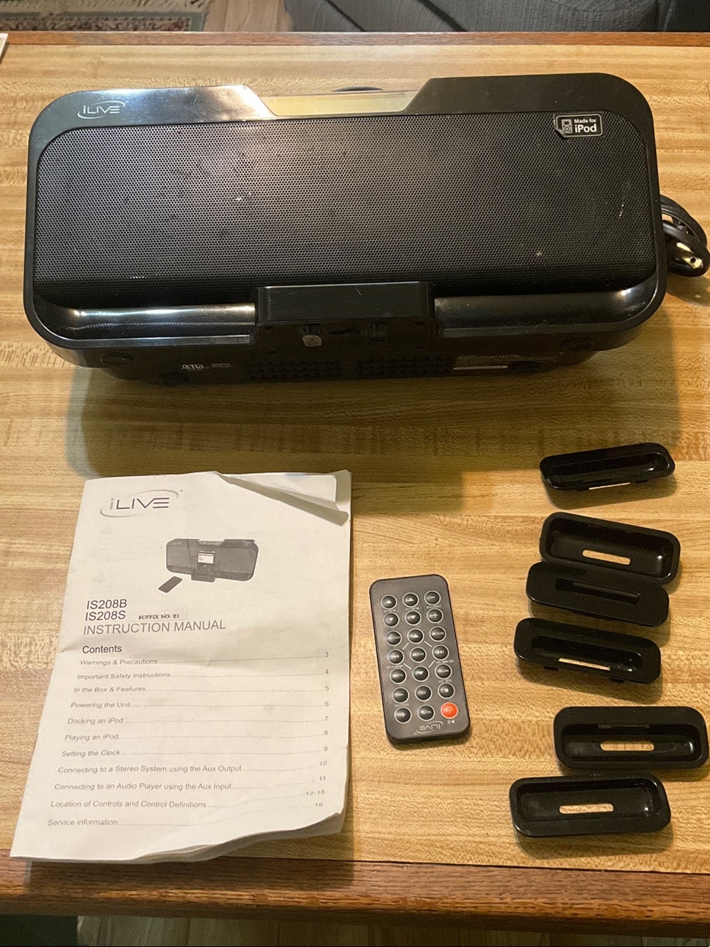 Black Portable Speaker Dock with Remote and Dock Inserts